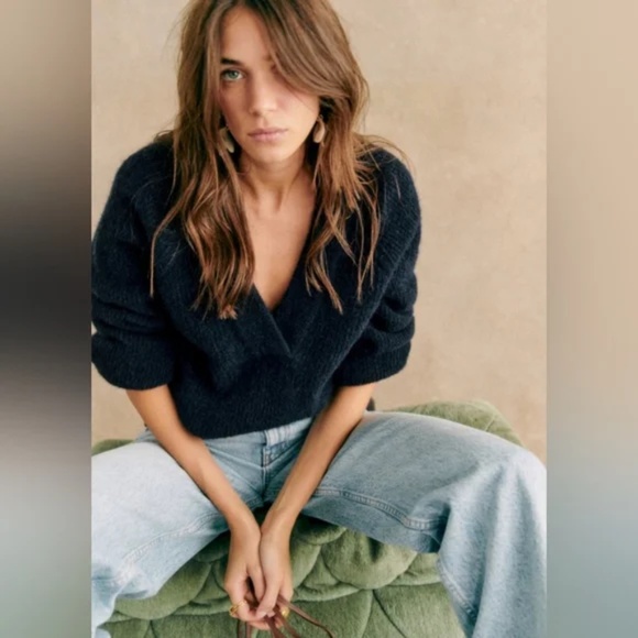 Sezane Cody Jumper Sweater Navy Blue Size Small - Picture 2 of 12